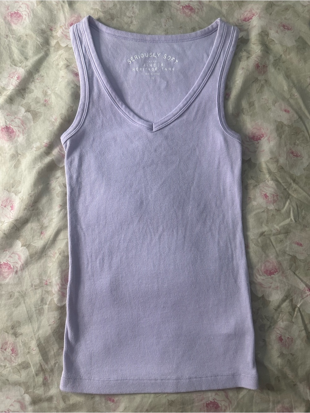 Aeropostale Seriously Soft Ribbed V-Neck Tank Top in Lilac XS NWOT
